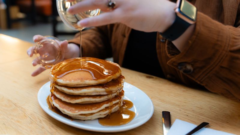A stack of pancakes.